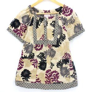 Kai by Kathy Peterson Blouse Top Women's Multicolor Floral Short Sleeve Sz Small